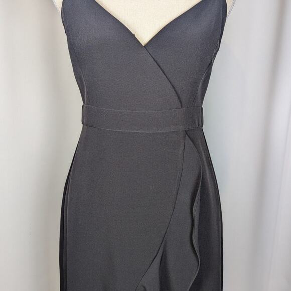 Laundry by Shelli Segal Ruffled High Low Midi Dress Gown Black Size 6 - Picture 9 of 16